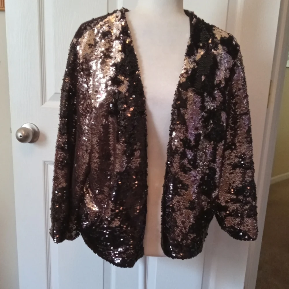 TORRID sequined evening jacket. Bronze and black. 14/16 18/20 - Picture 7 of 9